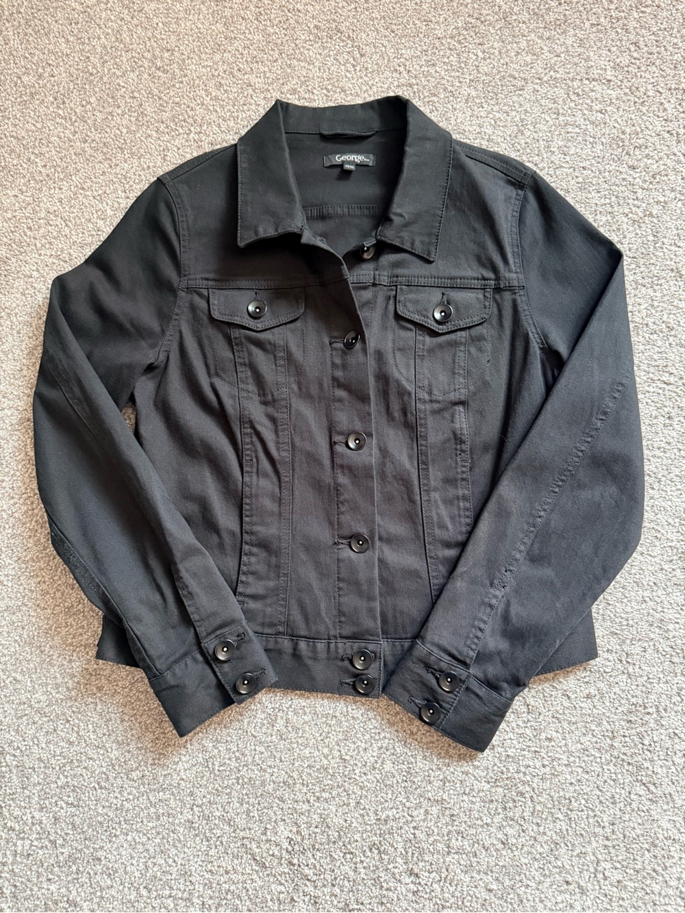 George Black Denim Jacket | Women’s Medium | Classic Button Front
